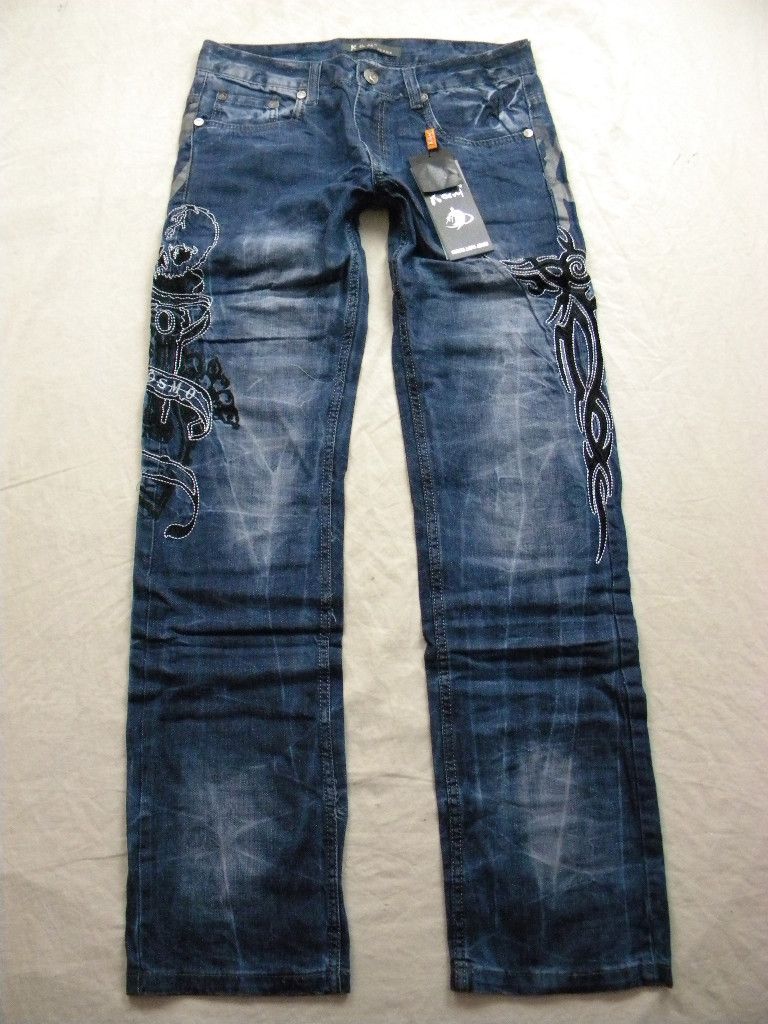 KOSMO LUPO HERREN JEANS BLAU W29 W36 DESIGNER JEANS NEU KM409