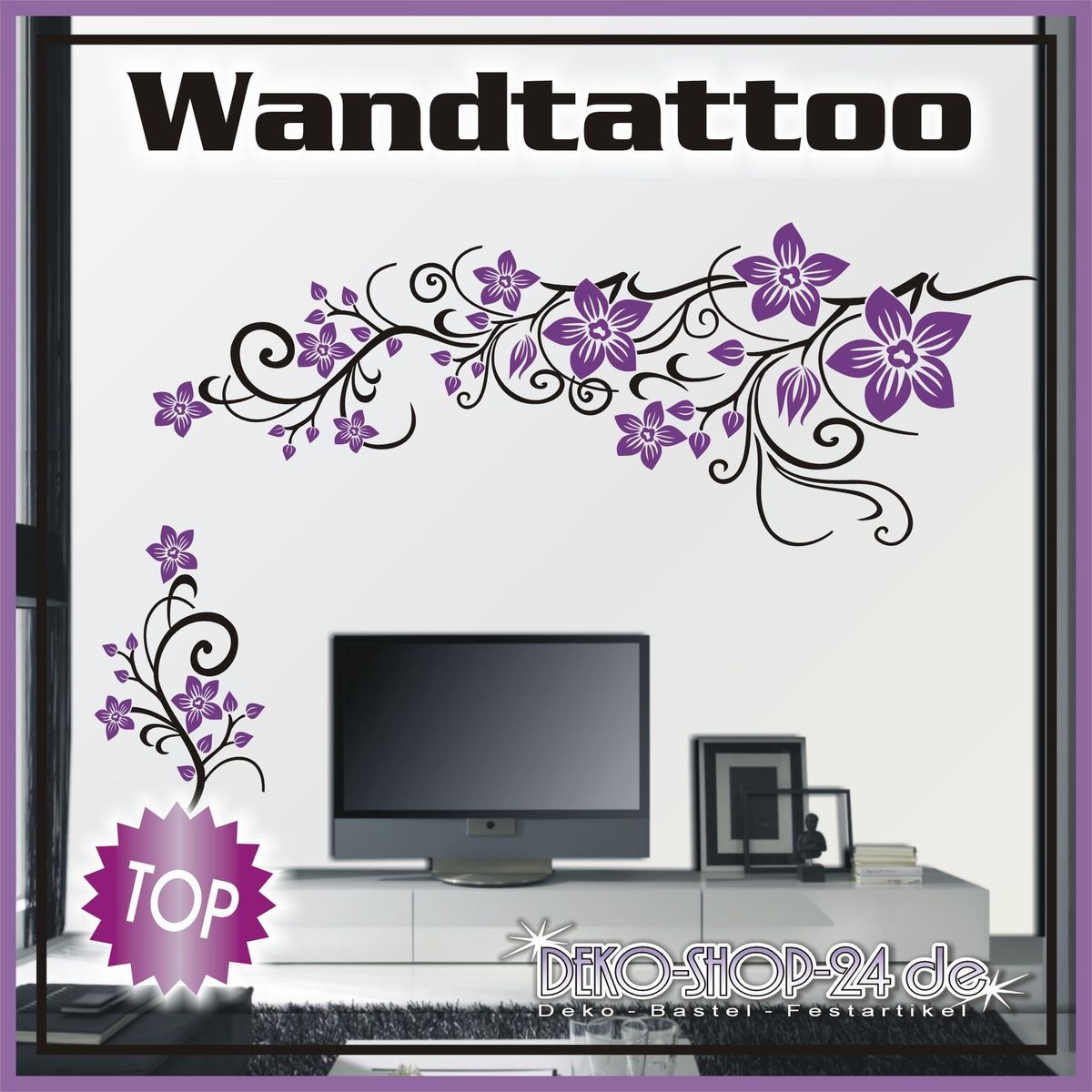 WANDTATTOO**2 farbig**Blumenranke**Motiv 412*XL☆☆☆