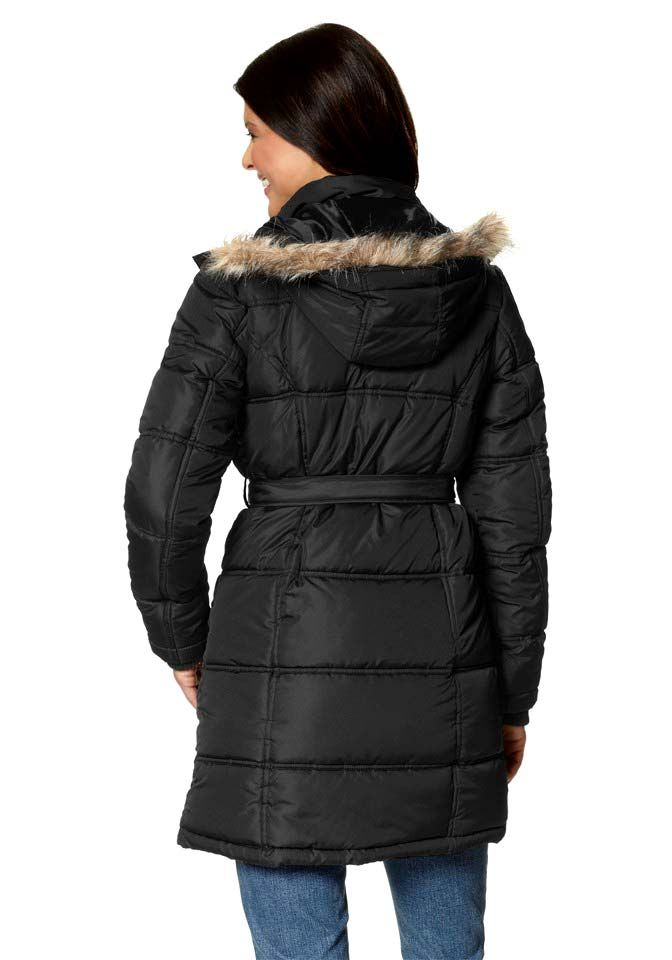 801.438 Stepp Parka m. Webpelz, schwarz