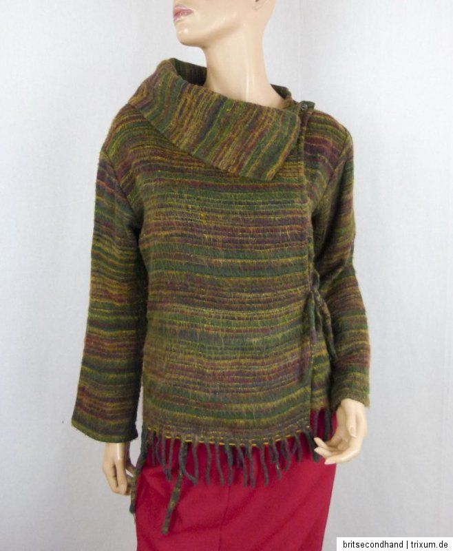 NAMASTE NEPAL Faire Trade Boho Wickeljacke Strickjacke Pullover M L