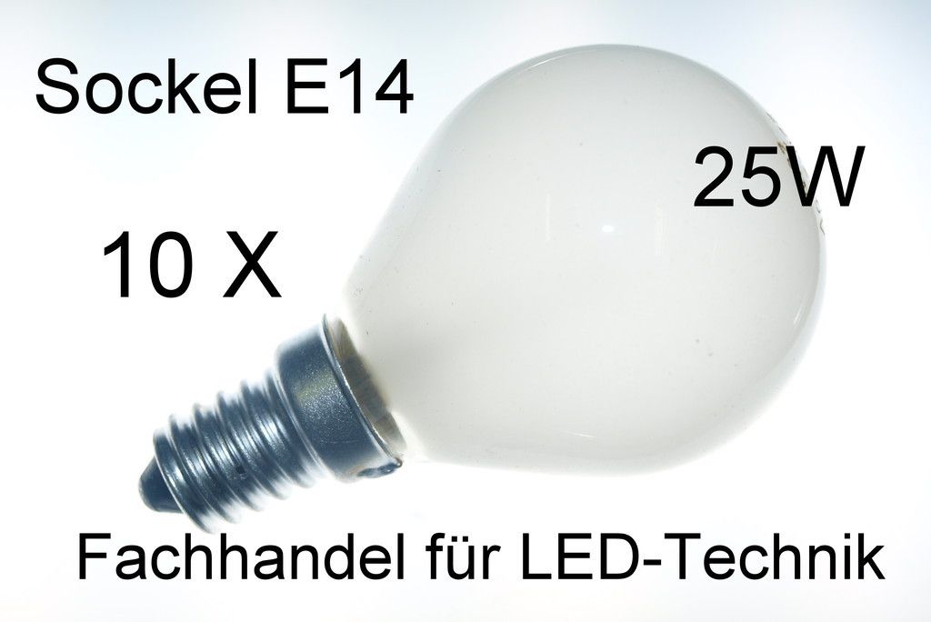 10 Stück Glühlampen Glühbirnen matt E14 Tropfen 25W