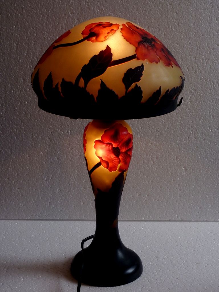 COQUELICOTS lampe Galle pâte de verre LAMPARA L10 04