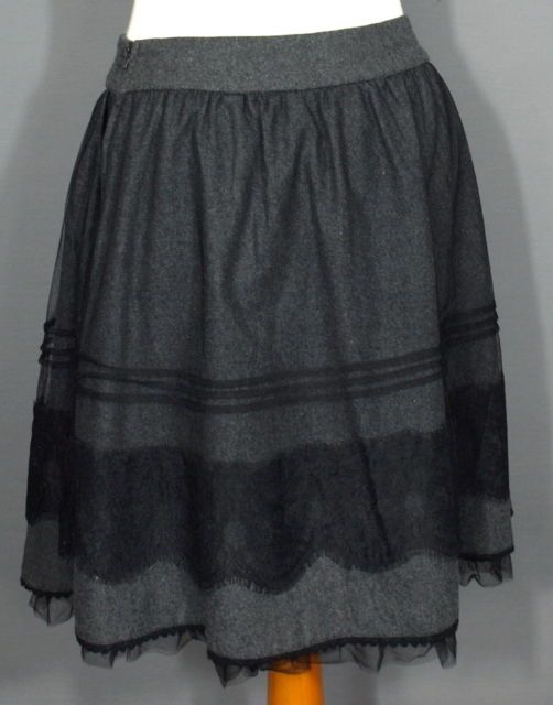 Rock Wolle Spitze Gr.L / 40 Romantic Tulle Grau Schwarz Vintage + Noa