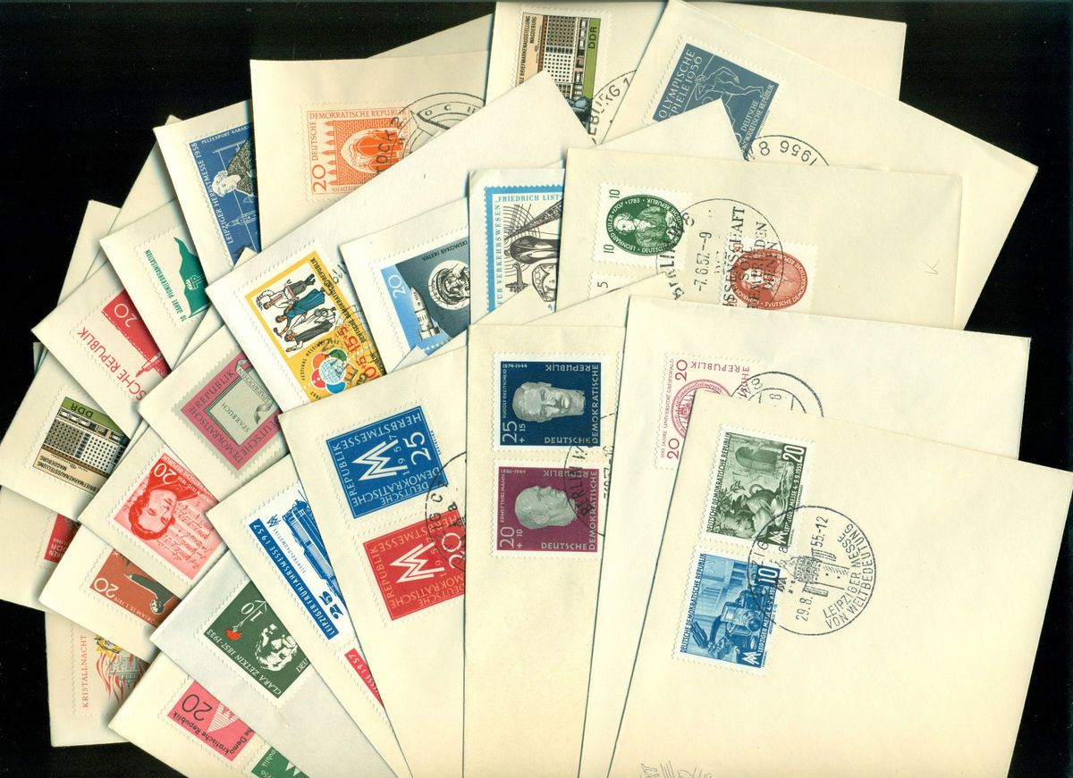 23 x FDC DDR 1955 1963 mit Briefmarken aus Mi 479   997