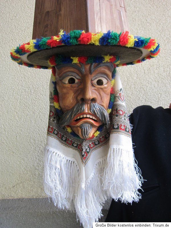 Klötzler Brauchtumsmaske, Holz Maske Perchten, Larve Fasnacht