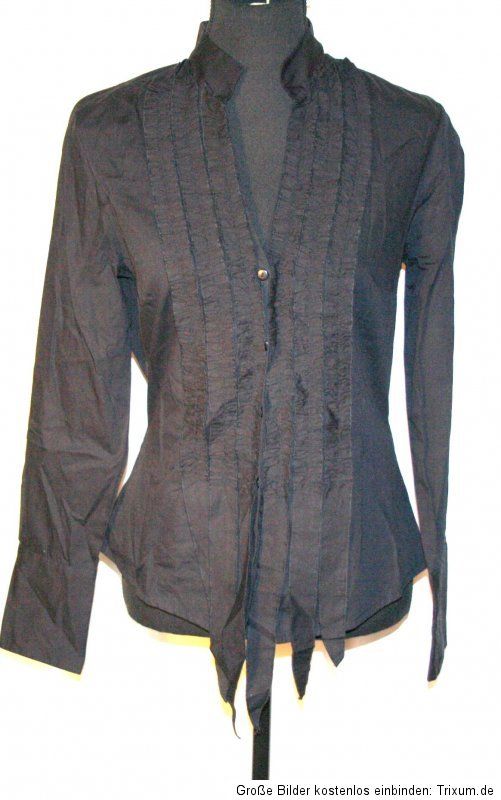 YGCC Gothic Bluse Tunika Hemd Rüschen Schwarz Gr.38 S M