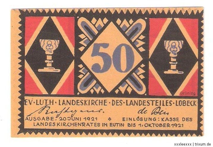 Notgeld Lübeck Luth. Landeskirche 50 Pfg