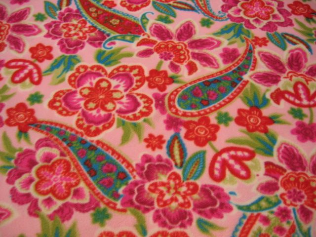 Kinderstoff Polar Fleece Paisley Blumen ROSA Stoff 492