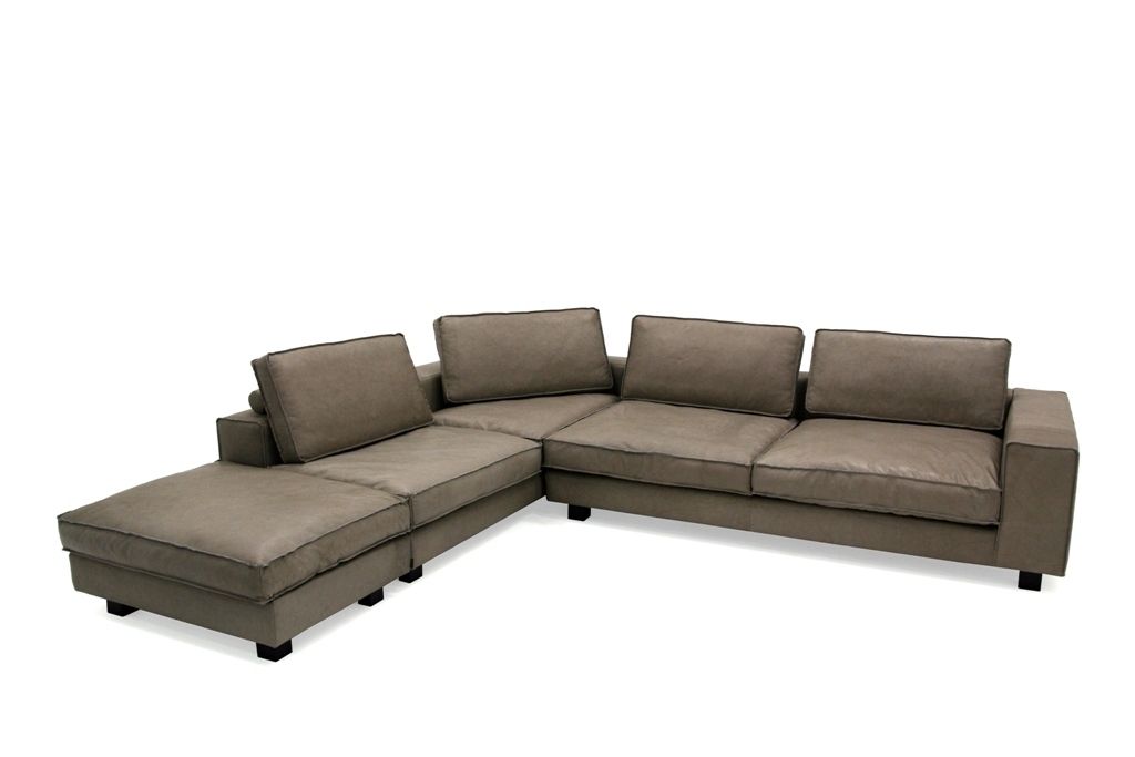 Tommy M  Ecksofa Couch Long Beach Büffel Leder Rodeo Stone