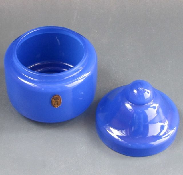 Zuckerdose Glas Dose Biedermeier blau ALABASTERGLAS