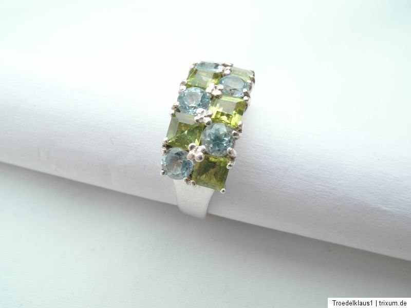 Toller PERIDOT   BLAUTOPAS   Silber Ring,,925 + Zusatz gestempelt