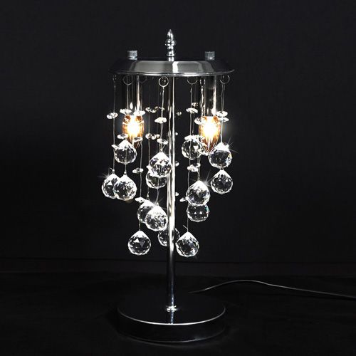 Kristall Tischleuchte Nachttischleuchte Lampe Tischlampe Metall Glas