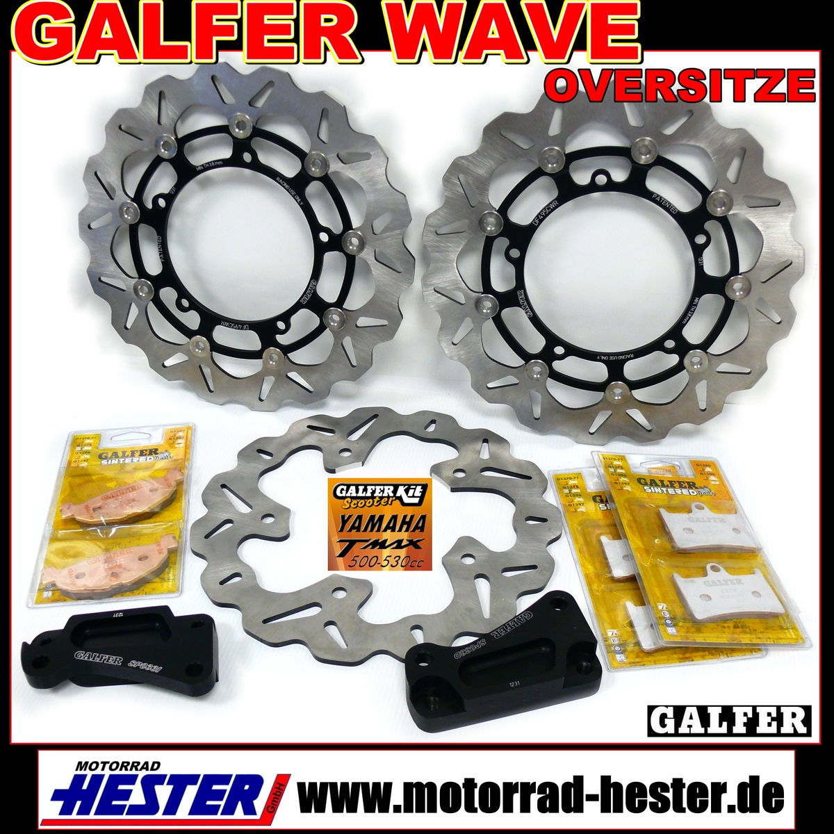 Satz,GALFER,Kit vorne,hinten,Bremsbeläge,Yamaha T Max 530,12 