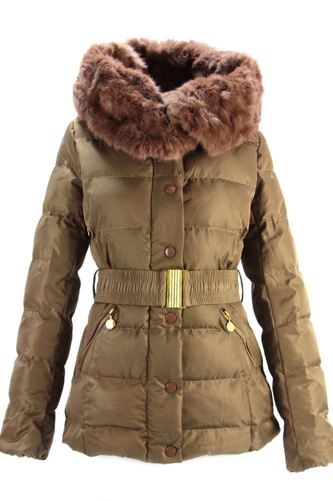 Top angesagte Designer Jacke mit Pelzkragen Brownie