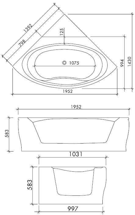 Caasi 140 x 140 cm Eckbadewanne