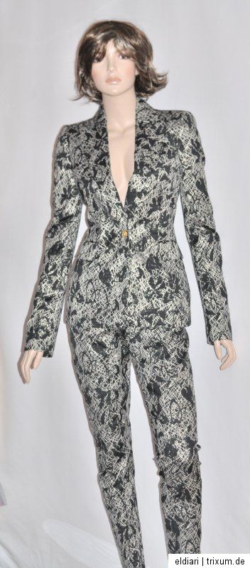 JUST Cavalli Luxus Designer Hosenanzug Schwarz Silber gr.36