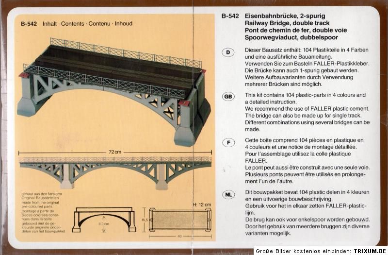 Faller H0 B 542 Eisenbahnbrücke 2 spurig NEU/OVP