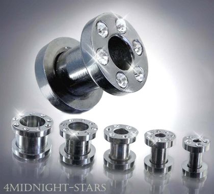 St. Flesh TUNNEL Hole PLUG Strass PIERCING   4 mm