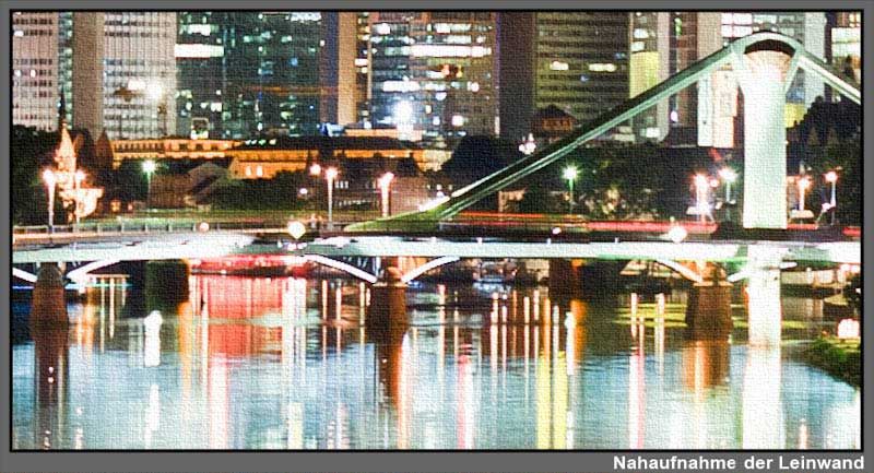 Leinwand Bild Frankfurt Skyline Wasser Spieglung Farben Städte City