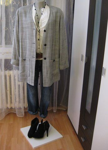 Designer Long Jacke,Blazer Gr.42 Leinen & leicht Lagen Look & Super