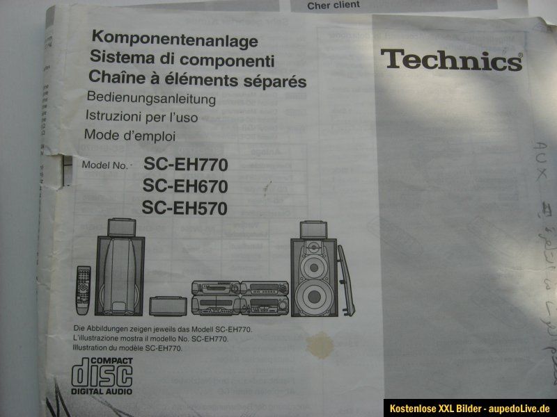 Technics Stereoanlage, CD Player, Casette, Boxen etc.