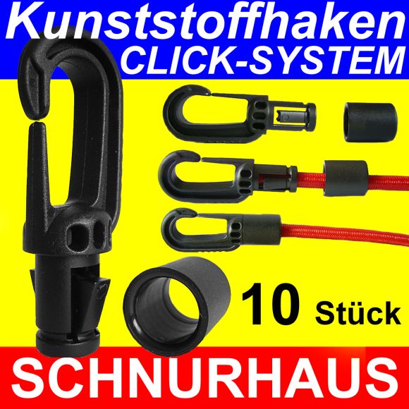 10 Stück, Kunststoffhaken Haken für 8mm Expanderseil