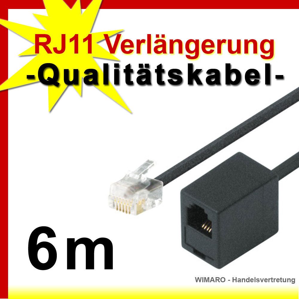 RJ11 6P4C Telefon Western Verlängerungskabel 6m