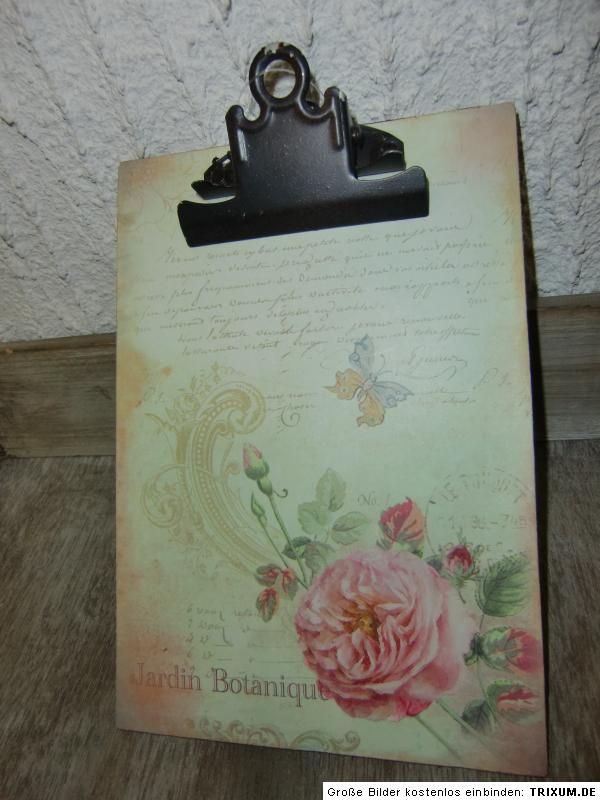 franz. Klemmbrett Din A6 Vintage Shabby Chic JARDIN