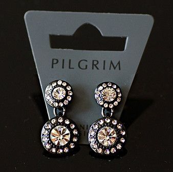 Pilgrim Ohrringe antik 615 013 Schwarzmetall, Hämatit, Swarovski