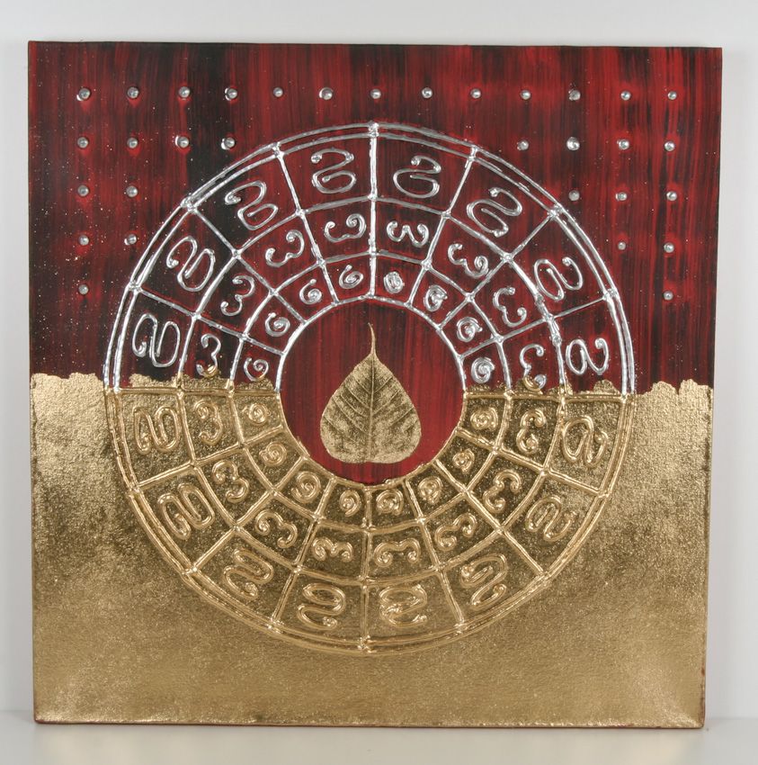 Bild Wand Deko Asien Feng Shui Ölgemälde Blattgold 70cm