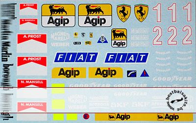 full sponsor decal set to enhence your Tamiya Ferrari 641/2 model kit