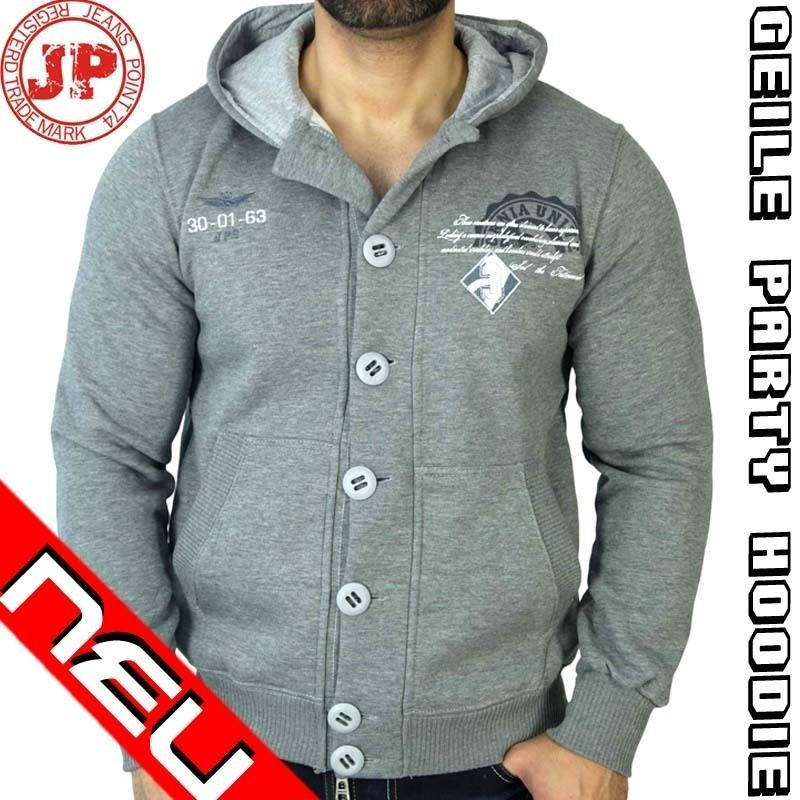 GEILE SPORTIVES KAPUZEN SWEATJACKE HOODIE PULLOVER GRAU JP74 S 4090