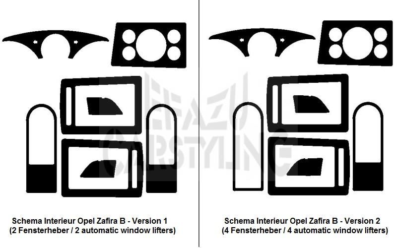 Dekor Blenden Interieur Opel Zafira B II SET Carbon, Alu,