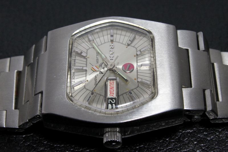 Vintage RADO Silver Sabre DayDate ETA 2789 Automatik 25J Sekundenstopp