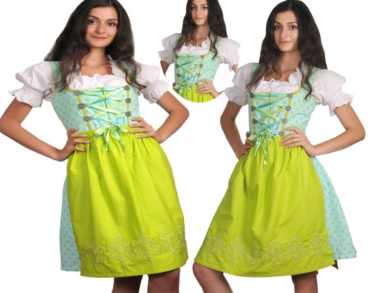 AG722 Dirndl Trachtenkleid Dirndlkleidkleid set + Bluse + Schürze 34