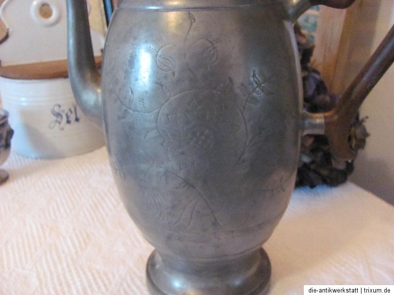 FRANKREICH antike Kaffeekanne Ziseliert Cafetière 1910 shabby Franske