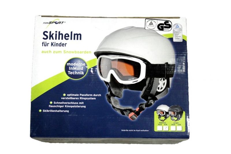 Skihelm für Kinder, verschiedene Größen, schwarz/weiß