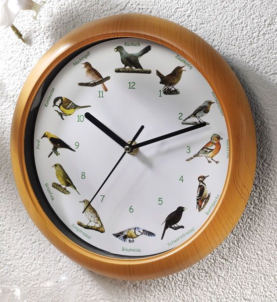 Joka Vogelstimmen Wanduhr 25 cm Durchmesser mit 12 Vogelstimmen