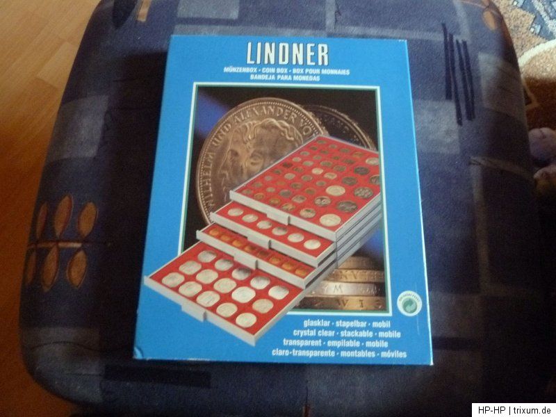 Lindner Münzbox Nr. 2130 mit roter Einlage   Für 30 Münzen   Neu in