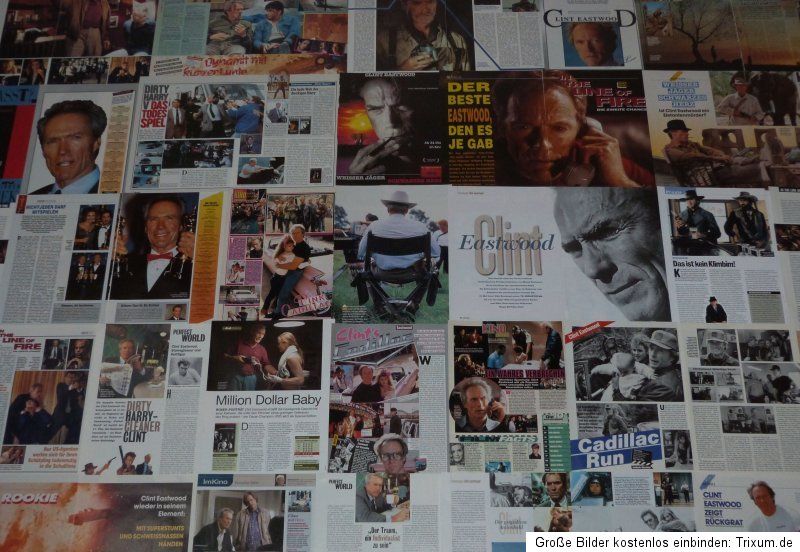 CLINT EASTWOOD CLIPPINGS COLLECTION 134 TEILE/PARTS POSTER BERICHTE 80