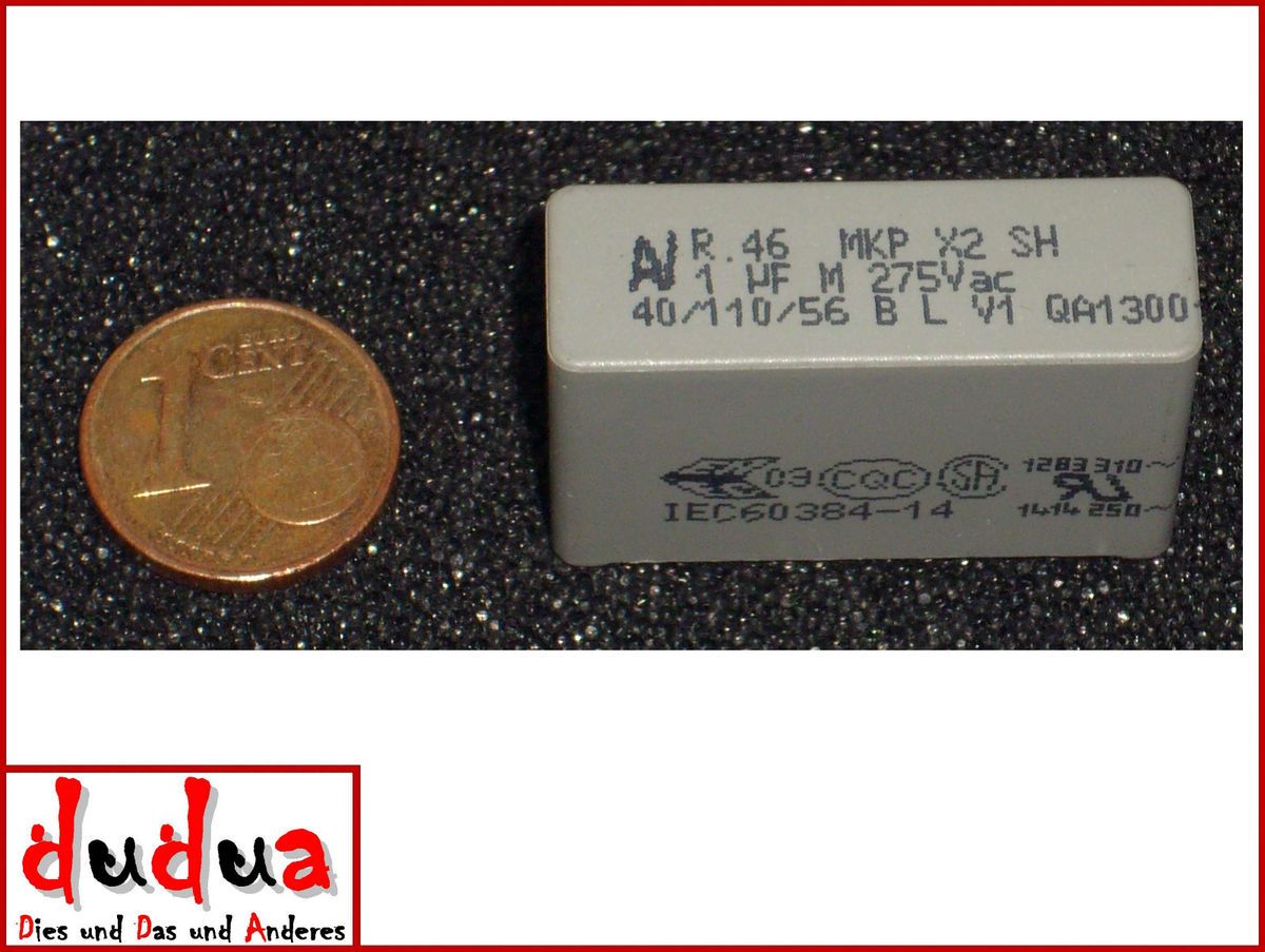 1x 1µF 275V~ AV MKP X2 SH R.46 (1000nF,Kondensatoren,Kondensator) 21