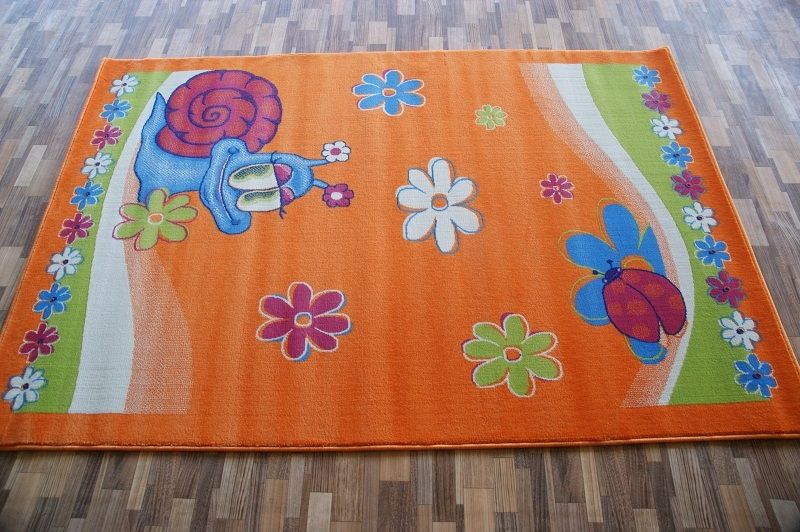 Moderne Kinderteppich Schnecke Pink Green Blue Orange120x160,133x200