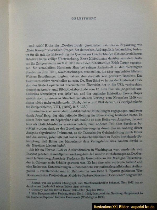 HITLERS ZWEITES BUCH nach MEIN KAMPF Dokument aus dem Jahr 1928 ADOLF