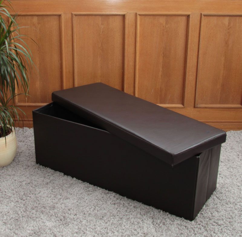 Ware Sitzhocker Sitzbank mit Stauraum Truhe 110x43x40 cm ~ braun