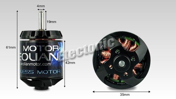 Aeolian 1250kv 3542 Outrunner Brushless Motor Power 780W SkyWing 60A