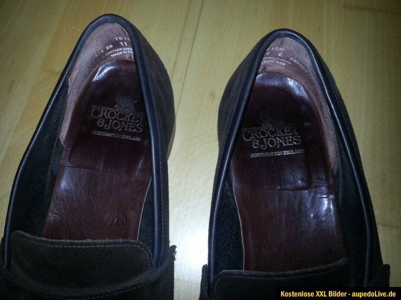 Crockett Jones TEIGN Gr. 11 E 45 46 dunkelbraun Wildleder Slipper NP