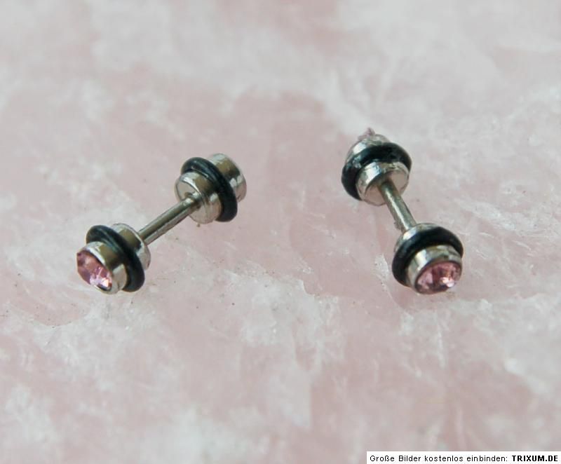 kleiner doppel Fake Plug Piercing Tunnel doppel Strass 1 x 14 x 4 mm