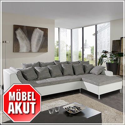 WOHNLANDSCHAFT MORENO, SOFA WEIß GRAU, NEU & OVP