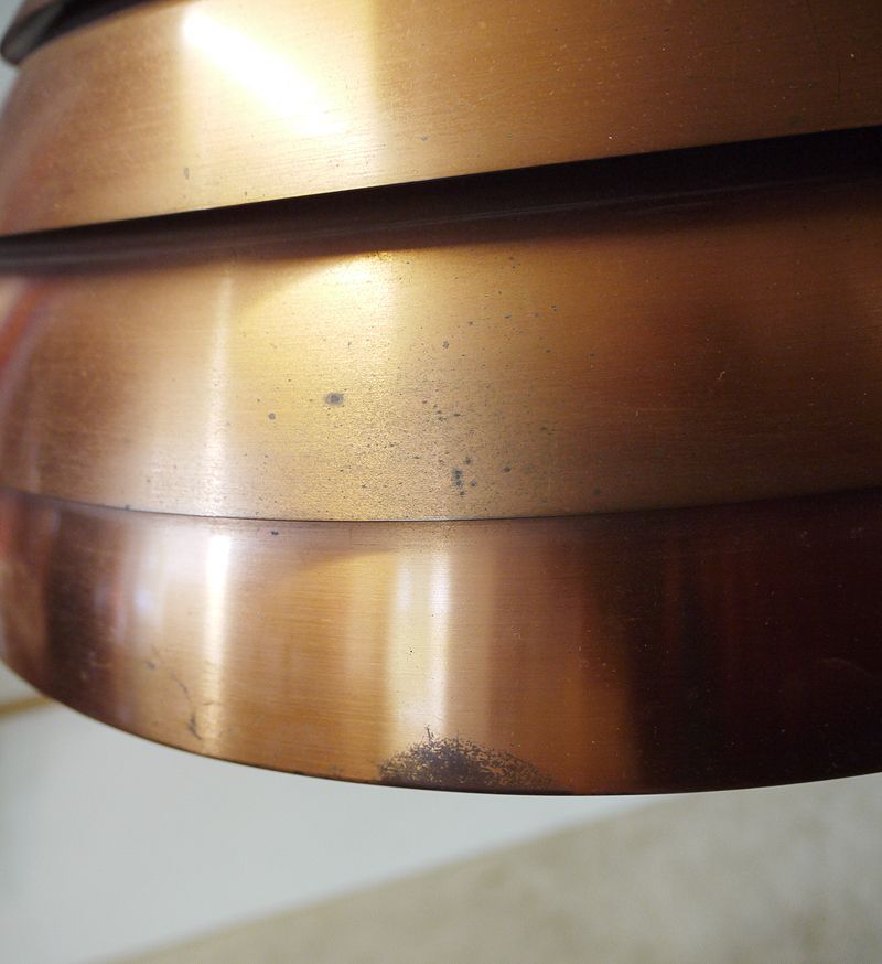 60er Kupfer Lamellen PENDELLEUCHTE Danish Modern Copper Dome Pendant