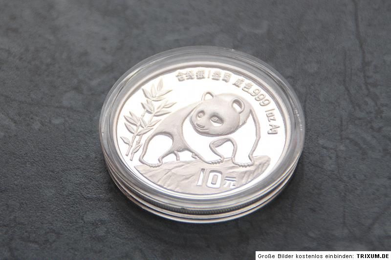 China 10 Yuan 1990 st , 1 oz. Ag.0,999 ** Panda ** RAR